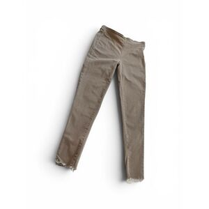 Free People Skinny Jeans W29 Distressed Raw Hem Frayed Ankle Tan Stretch Denim